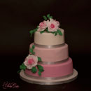 gâteau de mariage dégradé de rose